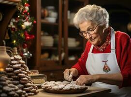 anziano donna preparazione Natale biscotti foto