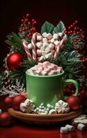 un' tazza di caldo cioccolato con marshmallows foto