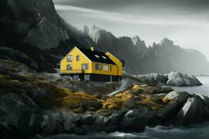 giallo Casa fiordo isola. creare ai foto