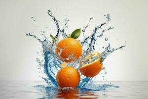 acqua spruzzo su arancia frutta. professionista foto