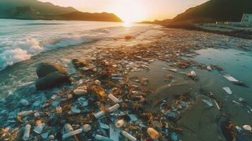 generativo ai, documentare il devastante urto di monouso plastica su marino vita foto