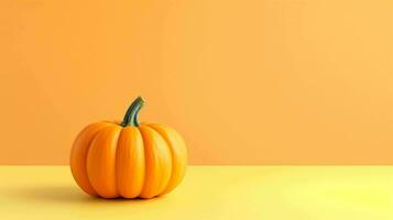 carino zucca su pastello sfondo. Perfetto di stagione fascino per tutti il tuo autunno e Halloween esigenze foto