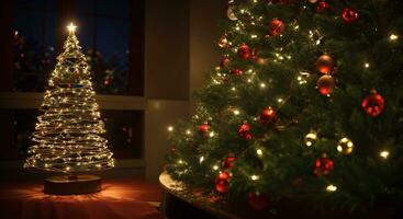 Natale albero luce. ai generato foto