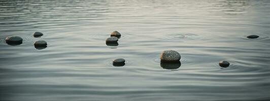 zen sentiero di pietre nel widescreen. ai generato foto