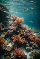 mare o oceano subacqueo in profondità natura sfondo. ai generato foto