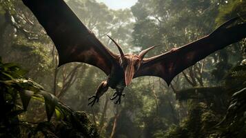 foto di pterodattillo rex nel il giungla. generativo ai