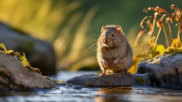 avvicinamento foto di un' arvicola guardare nel loro habitat. generativo ai