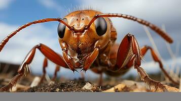 avvicinamento foto di un' sahara deserto formica guardare qualunque direzione nel il deserto. generativo ai