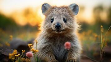 avvicinamento foto di un' Quokka guardare qualunque direzione. generativo ai