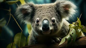 avvicinamento foto di un' koala guardare qualunque direzione su giungla. generativo ai