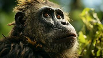 avvicinamento foto di un' gorilla guardare qualunque direzione su giungla. generativo ai
