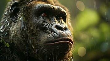 avvicinamento foto di un' gorilla guardare qualunque direzione su giungla. generativo ai