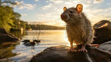 avvicinamento foto di un' crestato ratto guardare nel loro habitat. generativo ai