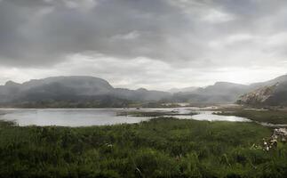 lago e montagne, ai generativo foto