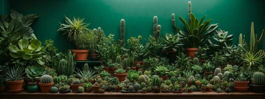 un' grande collezione di cactus e succulente nel pentole foto