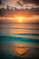 colorato tramonto al di sopra di oceano su Maldive. ai generato foto