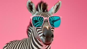 generativo ai, zebra pavoneggiarsi occhiali da sole e pastello vibrazioni, ai generativo foto