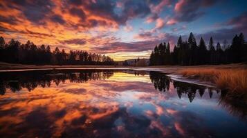 generativo ai, rispecchiato serenità cattura il ipnotizzante acqua riflessi foto