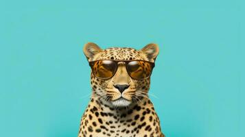 generativo ai, impertinente leopardo nel occhiali da sole foto