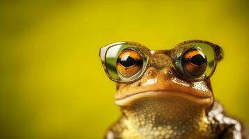generativo ai, freddo rana nel elegante occhiali da sole foto