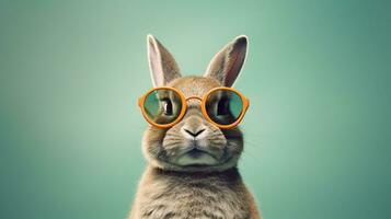 generativo ai, freddo coniglietto vibrazioni un' coniglio sportivo occhiali da sole foto