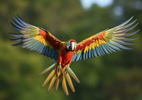 volante ara, bellissimo uccello. generativo ai foto