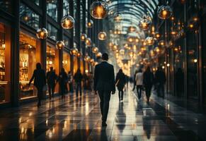 silhouette di persone a piedi nel un' città a crepuscolo foto