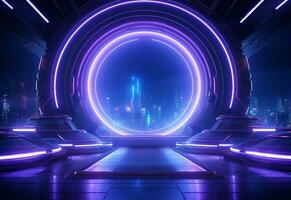 neon illuminato futuristico fondale realistico Immagine, ultra hd, alto design molto dettagliato foto