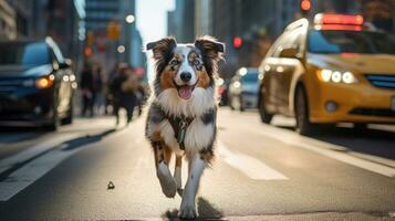 triste cane menzogna su il strada foto