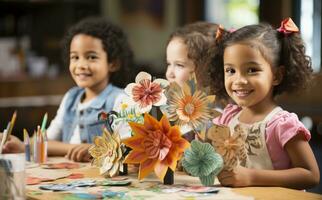 bambini pittura nel arte classe foto