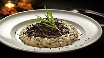 foto di tartufo risotto come un' piatto nel un' fascia alta ristorante. generativo ai