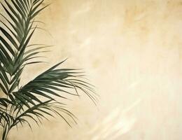 beige sfondo con palma le foglie foto