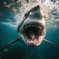 arrabbiato squalo nel blu oceano foto