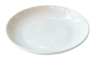singolo bianca ceramica piatto isolato su bianca sfondo con ritaglio sentiero vicino su foto
