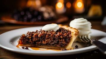 foto di carne macinata torta come un' piatto nel un' fascia alta ristorante. generativo ai