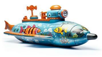visualizzazione un' 3d miniatura sottomarino. generativo ai foto