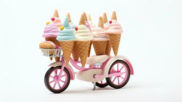 visualizzazione un' 3d miniatura ghiaccio crema bicicletta. generativo ai foto