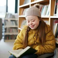 giovane ragazza che legge un libro foto