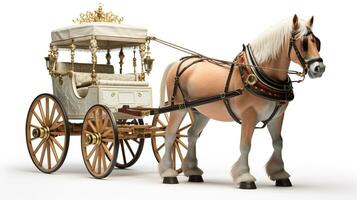 visualizzazione un' 3d miniatura cavallo e carrozza. generativo ai foto