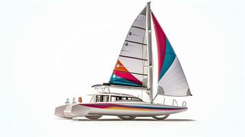 visualizzazione un' 3d miniatura catamarano. generativo ai foto