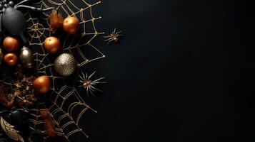 Halloween ragno ragnatela piatto posare modello, ai generato foto