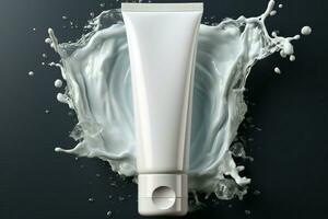 cosmetico raffinatezza crema spruzzo migliora il appello di vuoto bianca tubo ai generato foto