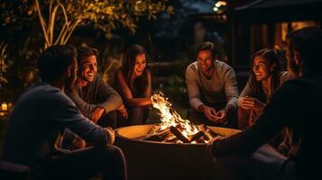 amici torrefazione marshmallows di fuoco fossa foto