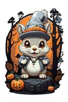 kawaii animali colorato grafica per Halloween su bianca sfondo foto