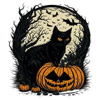 nero gatto e zucca grafica per Halloween foto