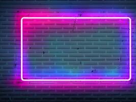 raggiante neon linea tabellone icona isolato su mattone parete sfondo. vuoto spazio cartello. foto