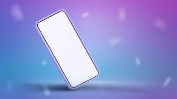bianca smartphone modello su blu e rosa pendenza sfondo. dispositivo modello per presentazione modello. foto