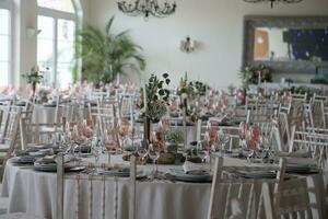 dettagli di un' ristorazione servizio di un' nozze tavolo impostato su foto
