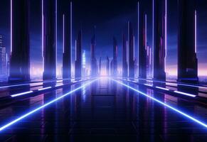 ai generativo neon illuminato futuristico fondale realistico Immagine, ultra hd, alto design molto dettagliato foto