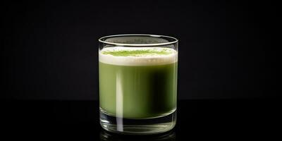 ai generato. ai generativo. giapponese asiatico cibo tazza matcha latte macchiato arte su semplice sfondo. grafico arte foto